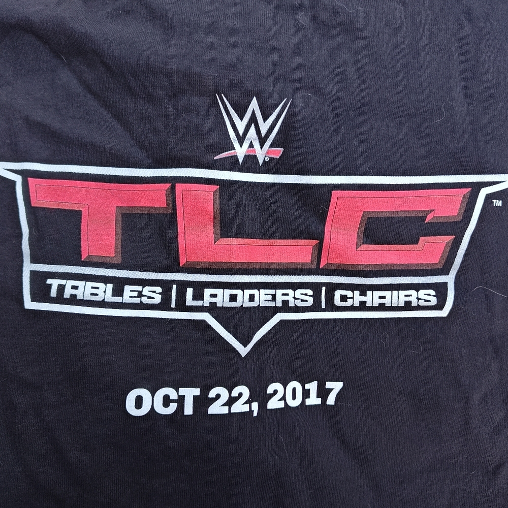 WWE Wrestling event crew T-shirt from 2017 "Tables, Ladders, Chairs".
